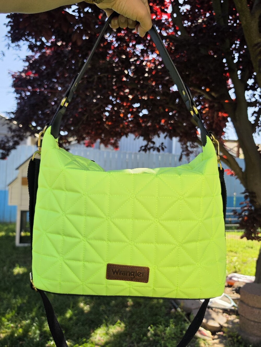 Wrangler Neon Green Quilted Shoulder Bag